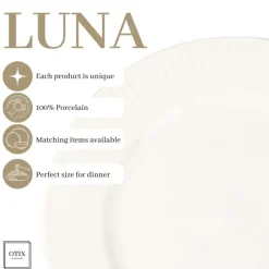 OTIX Dinerborden Bordenset 12 Persoons 27cm Wit Porselein LUNA