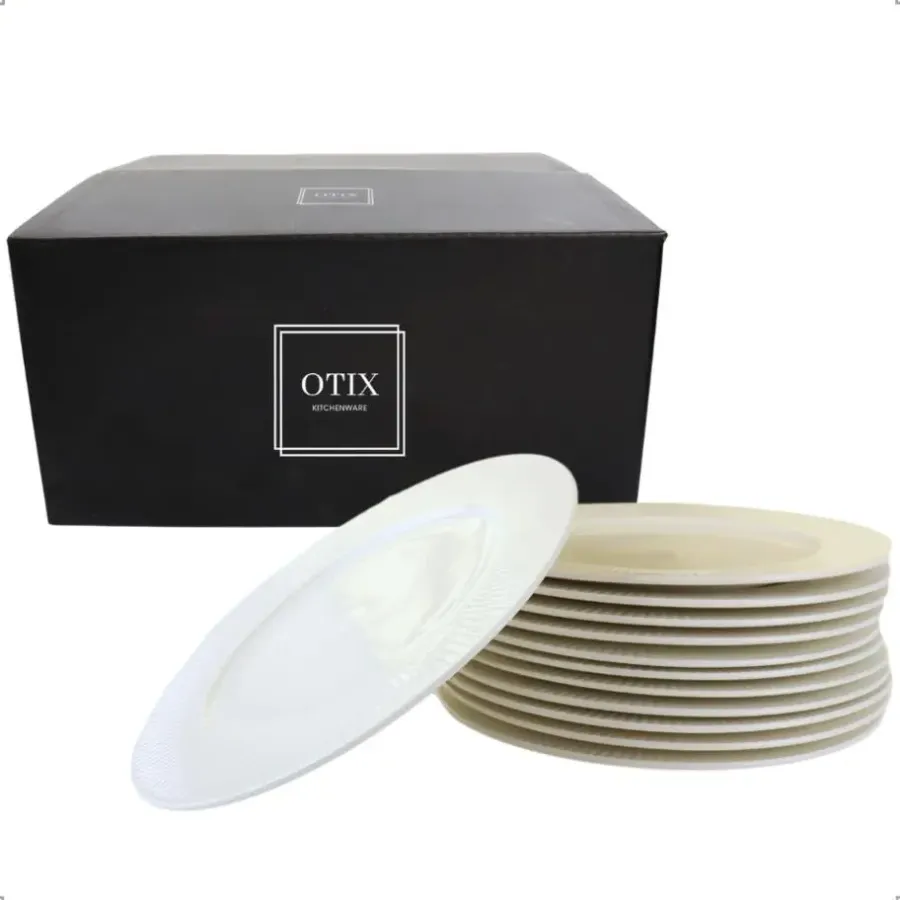 OTIX Dinerborden Bordenset 12 Persoons 27cm Wit Porselein LUNA