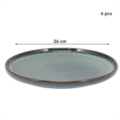 OTIX Dinerborden Bordenset 6 Persoons 26cm Blauw Aardewerk EBONY