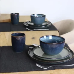 OTIX Dinerborden Bordenset 12 Persoons 26cm Blauw Aardewerk EBONY