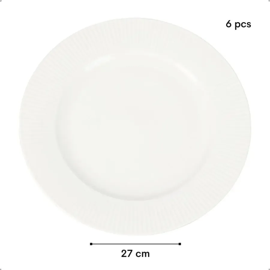 Dinerborden|Borden-OTIX Dinerborden Bordenset 6 Persoons 27cm Wit Porselein LUNA