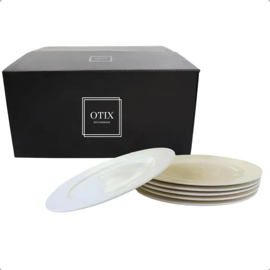 Dinerborden|Borden-OTIX Dinerborden Bordenset 6 Persoons 27cm Wit Porselein LUNA