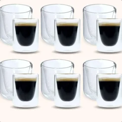 Kopjes, Mokken En Bekers-OTIX Dubbelwandige Glazen Koffietassen Koffie en Espresso 12 stuks