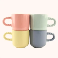 OTIX Espresso Kopjes Koffiekopjes Set van 8 Koffietassen 120 ml Aardewerk