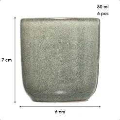 Koffieglazen-OTIX Espresso Kopjes Set van 6 Koffiekopjes 80ml Mokken Aardewerk BEECH