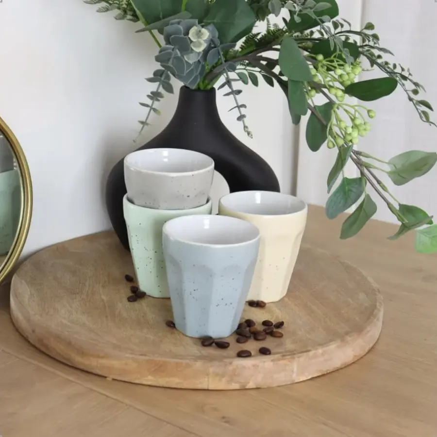 OTIX Koffie Kopjes 4 Stuks 250 ml Zonder Oor Koffietassen Porselein