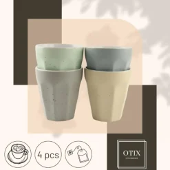 OTIX Koffie Kopjes 4 Stuks 250 ml Zonder Oor Koffietassen Porselein