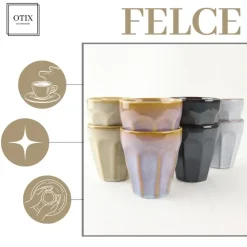 Kopjes, Mokken En Bekers-OTIX Koffie Kopjes 8 Stuks 250 ml Zonder Oor Koffietassen Porselein Hittebest...