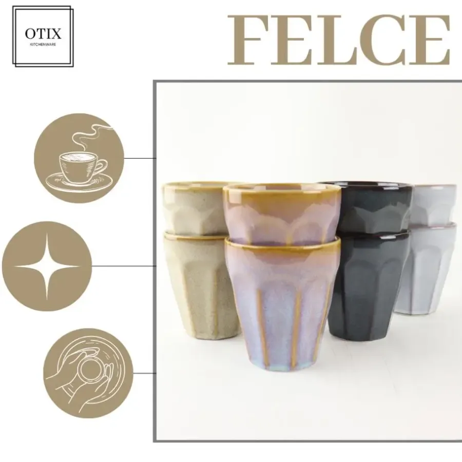 Kopjes, Mokken En Bekers-OTIX Koffie Kopjes 8 Stuks 250 ml Zonder Oor Koffietassen Porselein Hittebest...