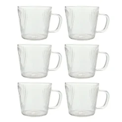 OTIX Koffiekopjes Glazen met Ribbel Reliëf Koffietassen Set van 6 150ml Glas