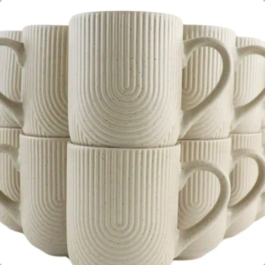 OTIX Koffiekopjes Met Oor Set van 6 Koffietassen Cappuccino Kop Theemok 300ML...