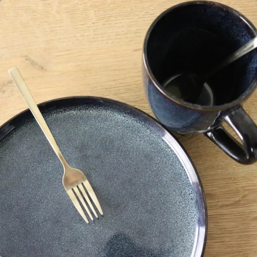 Koffieglazen-OTIX Koffiekopjes met Oor Set van 6 Koffietassen Theemok 350ml Aardewerk EBONY