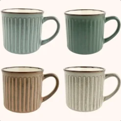 OTIX Koffiekopjes met Oor Koffietassen Set van 4 Aardewerk 250 ml MOSS