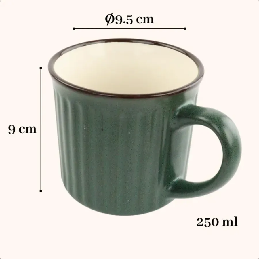 OTIX Koffiekopjes met Oor Koffietassen Set van 4 Aardewerk 250 ml MOSS