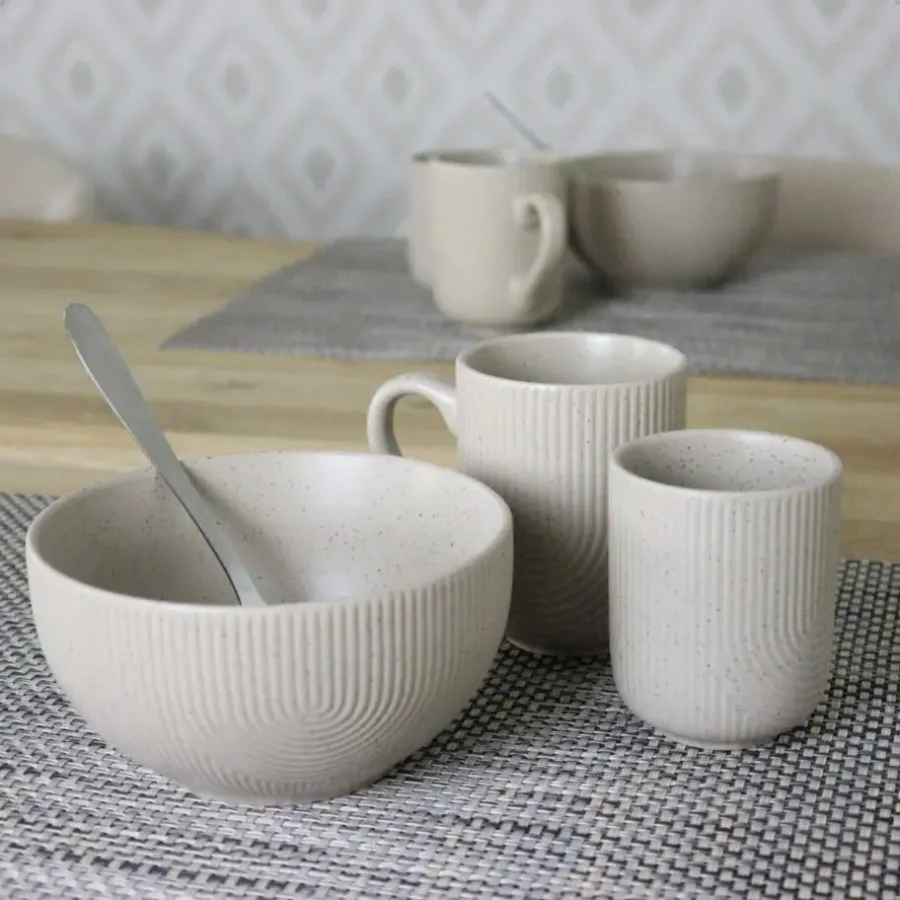 Serviessets-OTIX Koffiekopjes Set van 12 Kopjes 190ml 300ml met Set van 6 Soep