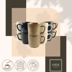 OTIX Koffiekopjes Set van 12 Stuks 270 ml Div. Kleuren Keramiekoduct