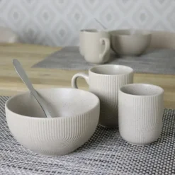 Serviessets-OTIX Koffiekopjes Set van 12 Kopjes Met Oor 300ml Zonder Oor 190ml