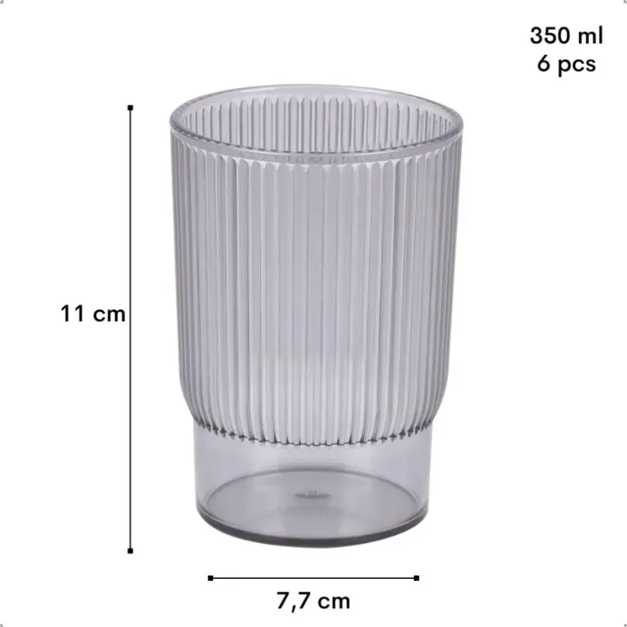 OTIX Kunststof Drinkglazen Herbruikbaar Set van 6 Waterglas Klein 350ml Trans...