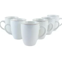 Kopjes, Mokken En Bekers-OTIX Mokken Set Wit met Goud 200ml Porselein 6 stuks DAISY
