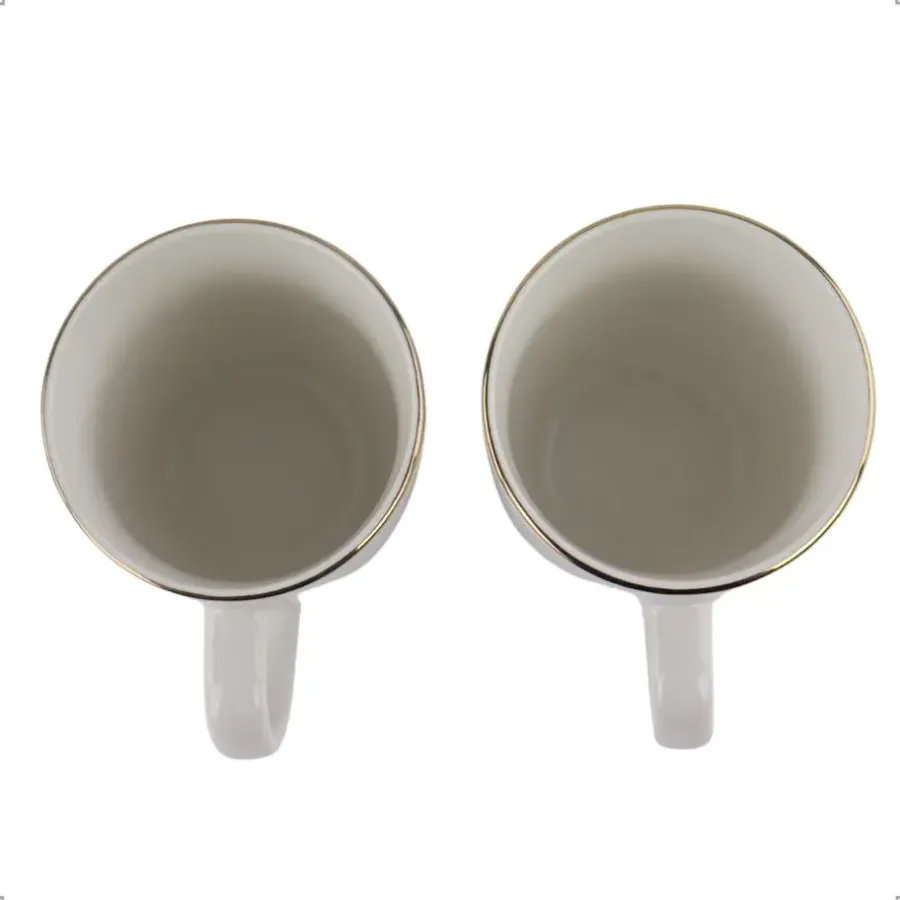 Kopjes, Mokken En Bekers-OTIX Mokken Set Wit met Goud 200ml Porselein 6 stuks DAISY