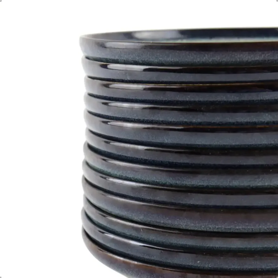 Borden-OTIX Ontbijtborden 12 Persoons 21cm Dessertbord Blauw Aardewerk EBONY