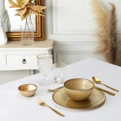 OTIX Ontbijtborden 6 Persoons Goud Glitter Dessertborden 21cm Glas