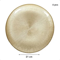 OTIX Ontbijtborden 6 Persoons Goud Glitter Dessertborden 21cm Glas