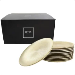 Borden-OTIX Ontbijtborden 12 Persoons Goud Glitter Dessertborden 21cm Glas