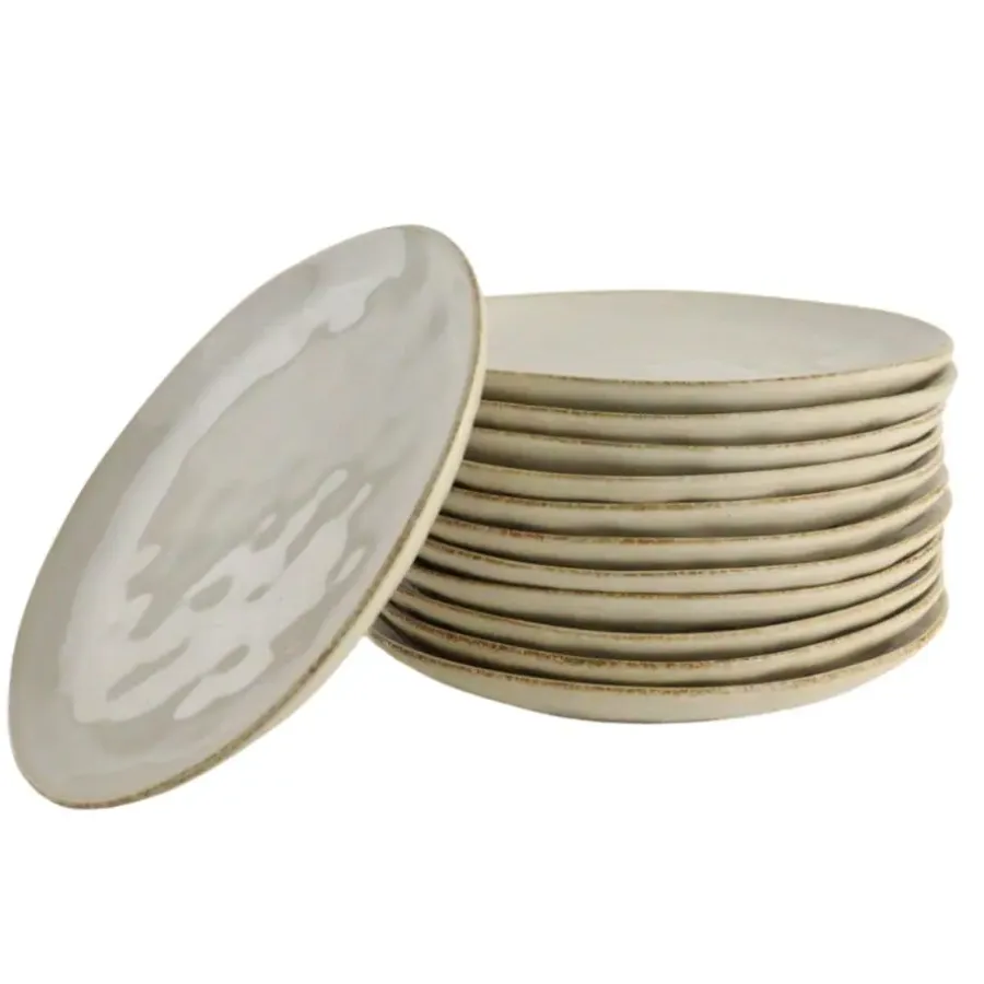 Borden-OTIX Ontbijtborden Bordenset 12 Persoons Beige 21cm Keramiek MAPLE