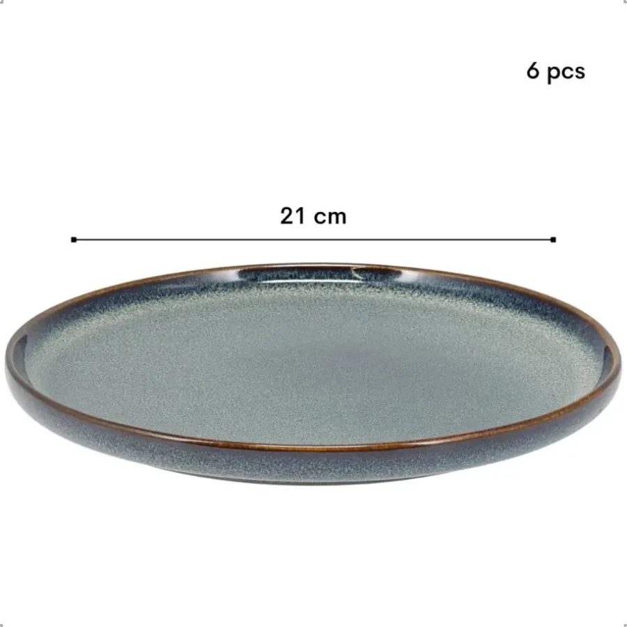 OTIX Ontbijtborden Bordenset 6 Persoons 21cm Dessertbord Ontbijtborden Blauw...