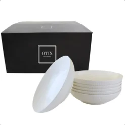 Borden-OTIX Pastaborden Bordenset 6 Persoons Diepe Borden Soepborden 20cm Wit Porsel...