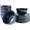 Serviessets-OTIX Serviesset 6 Persoons met Bordenset Soepkommen 600ml Schaaltjes EBONY