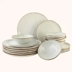 Serviessets-OTIX Serviesset Bordenset 6 Persoons 18-delig Beige Keramiek LILY