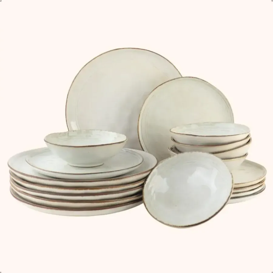 Serviessets-OTIX Serviesset Bordenset 6 Persoons 18-delig Beige Keramiek LILY