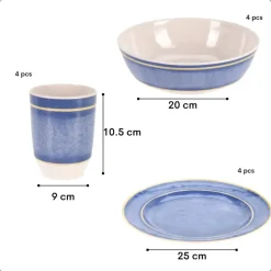 OTIX Serviessets 12 Delig Navara - Blauw