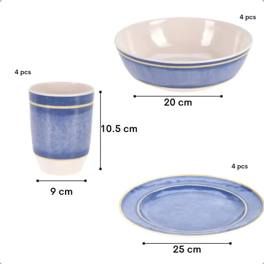 OTIX Serviessets 12 Delig Navara - Blauw