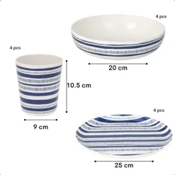Serviessets-OTIX Serviessets 12 Delig STRIPES - BLUE