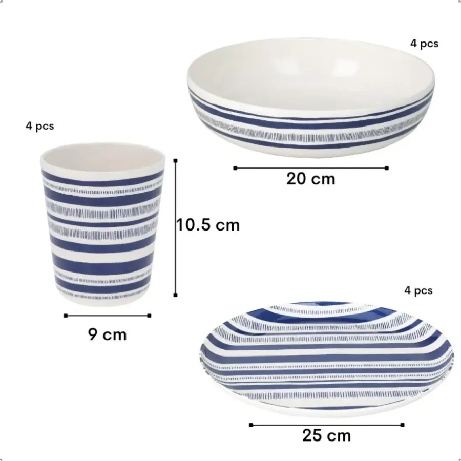 Serviessets-OTIX Serviessets 12 Delig STRIPES - BLUE
