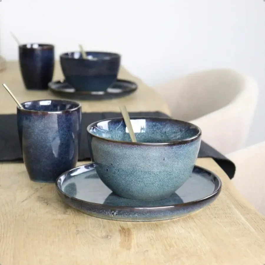 Kommen-OTIX Soepkommen zonder Oor 12 Schaaltjes 600ml Blauw Aardewerk EBONY