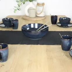 Kommen-OTIX Soepkommen zonder Oor 12 Schaaltjes 600ml Blauw Aardewerk EBONY
