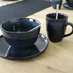 Kommen-OTIX Soepkommen zonder Oor Set van 6 Schaaltjes 600ml Blauw Aardewerk EBONY