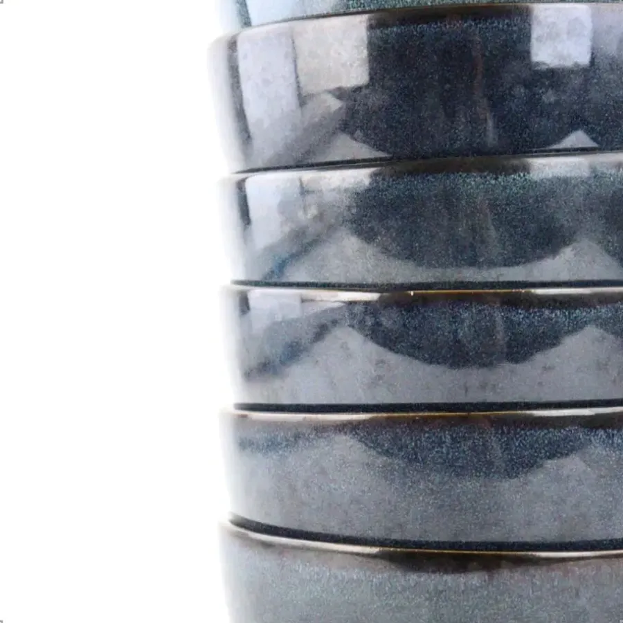 Kommen-OTIX Soepkommen zonder Oor Set van 6 Schaaltjes 600ml Blauw Aardewerk EBONY