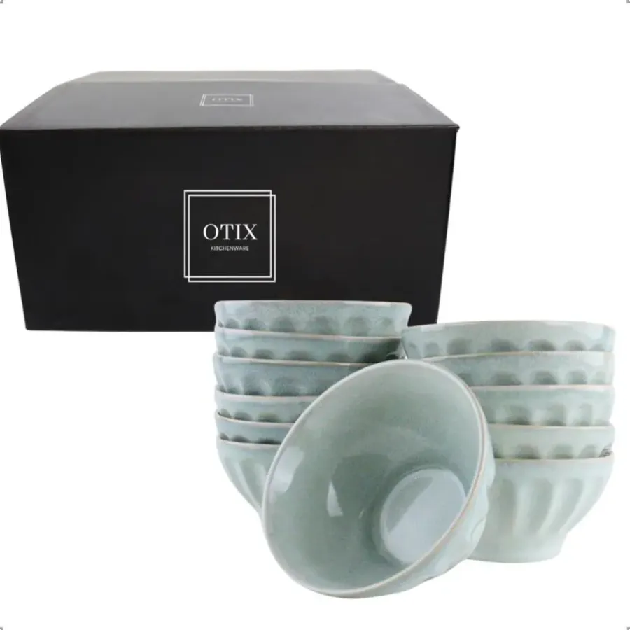 Kommen-OTIX Soepkommen Zonder Oor Set van 12 Schaaltjes 560ml Licht Blauw ELM
