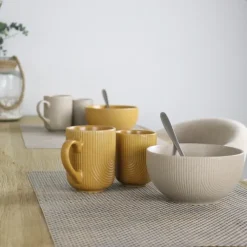 OTIX Soepkommen Zonder Oor Set van 6 Schaaltjes 600ml Caramel Aardewerk TEAK