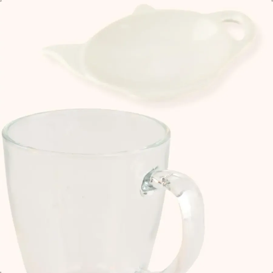 OTIX Theeglazen 6 stuks met 4 Theezakjeshouders Porcelein 350 ml Glas