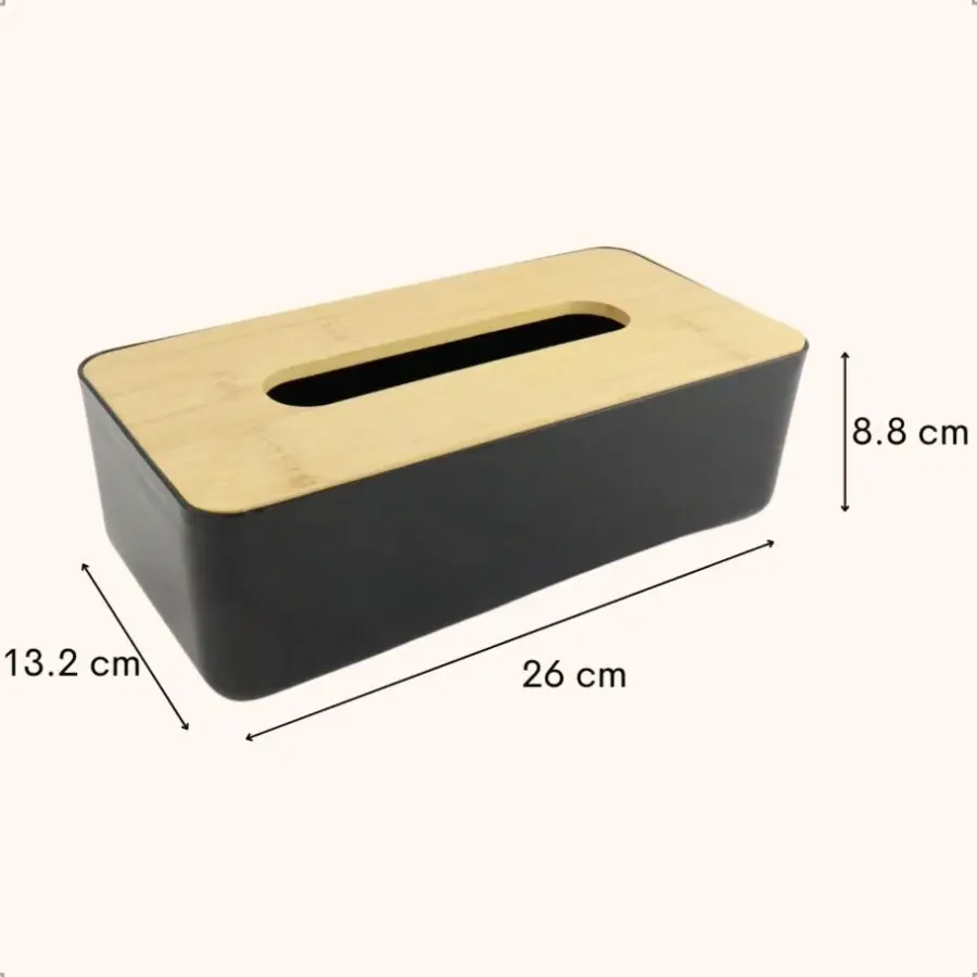 Opbergboxen-OTIX Tissue box Houder Zwart 26x13.2x8.8 cm Bamboe en kunststof