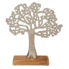 Beelden-Out of the blue Levensboom - aluminium - houten voet - 33 cm