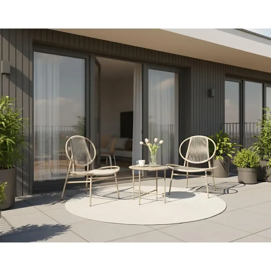 Leen Bakker OVARO - Bistroset - Beige - PE rotan