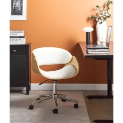 Bureaustoelen|Bureaustoelen-Leen Bakker PALATKA - Bureaustoel - Lichthout/Zwart - Kunstleer