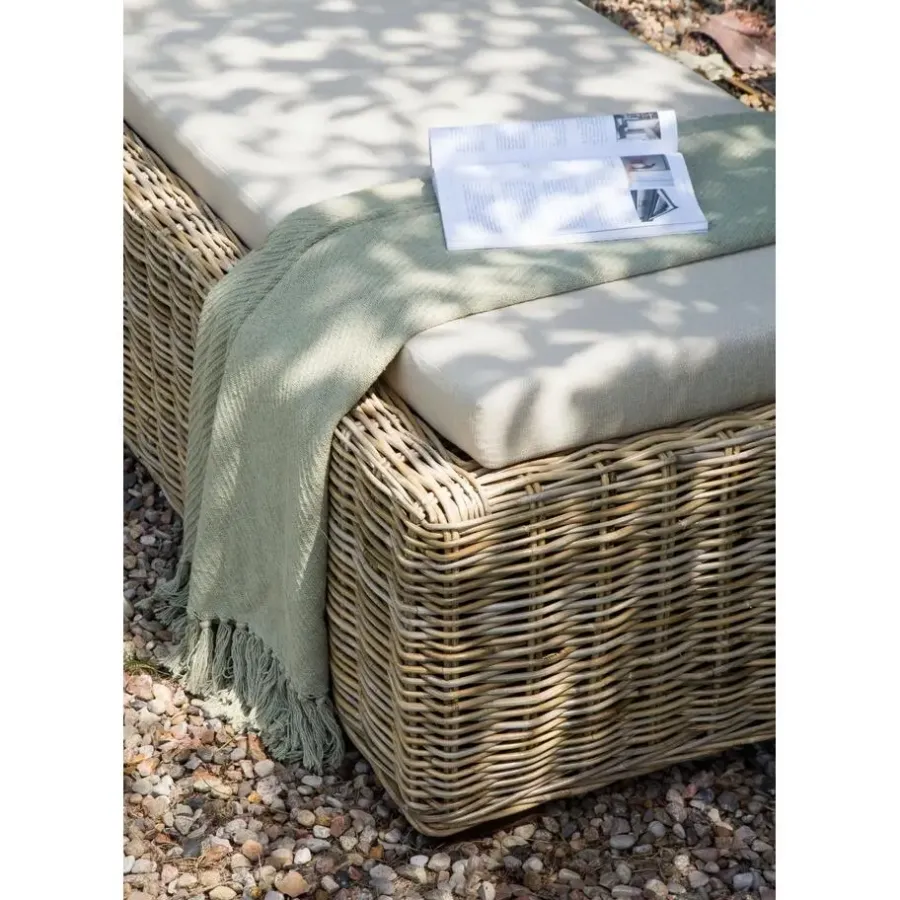 Ligbedden-Beliani PALESE - Ligstoel - Taupe - Rotan